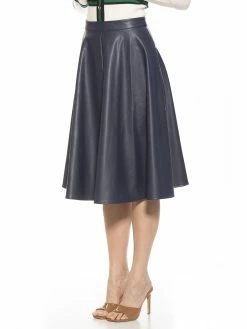 Best deal 🌟 ALEXIA ADMOR Pleather Midi 👗 Skirt 🔔 -ALEXIA ADMOR Shop S119 NAVY 2 scaled