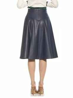 Best deal 🌟 ALEXIA ADMOR Pleather Midi 👗 Skirt 🔔 -ALEXIA ADMOR Shop S119 NAVY 3 scaled