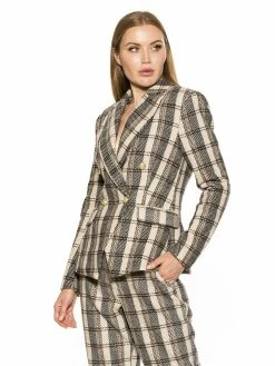 Discount ✨ ALEXIA ADMOR Classic Blazer ❤️ -ALEXIA ADMOR Shop T536A BROWN PLAID 2 scaled
