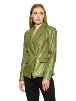Discount ⌛ ALEXIA ADMOR Leather Blazer 🥰 -ALEXIA ADMOR Shop T536 OLIVE 2 scaled