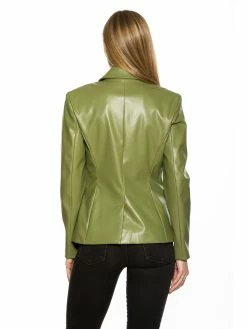 Discount ⌛ ALEXIA ADMOR Leather Blazer 🥰 -ALEXIA ADMOR Shop T536 OLIVE 3 scaled