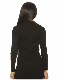 Flash Sale 🛒 ALEXIA ADMOR Ribbed Polo Top 🌟 -ALEXIA ADMOR Shop T552 BLACK 3