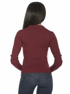 Flash Sale 🛒 ALEXIA ADMOR Ribbed Polo Top 🌟 -ALEXIA ADMOR Shop T552 BUR 3