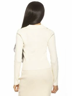 Flash Sale 🛒 ALEXIA ADMOR Ribbed Polo Top 🌟 -ALEXIA ADMOR Shop T552 IVORY 3