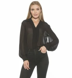 Deals 😀 ALEXIA ADMOR Mila Blouse 👏 -ALEXIA ADMOR Shop T565 BLACK