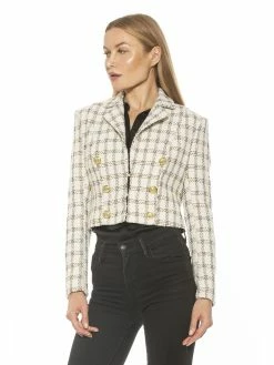 Discount 👍 ALEXIA ADMOR Jesse Tweed Blazer 🧨 -ALEXIA ADMOR Shop T567A IVORY PLAID 2 scaled