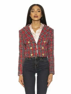 Discount 👍 ALEXIA ADMOR Jesse Tweed Blazer 🧨 -ALEXIA ADMOR Shop T567A RED PLAID 1 scaled