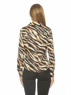 Coupon 🔔 ALEXIA ADMOR Cassidy 👚 Shirt ✔️ -ALEXIA ADMOR Shop T570 BROWN MULTI 3 scaled