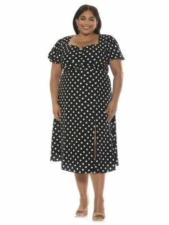 Budget ✔️ ALEXIA ADMOR Gracie Midi 👗 Dress - Plus Size 👏 -ALEXIA ADMOR Shop WHT POLK 1 9444633e 07cd 42f1 9e75 c181be2bb31b scaled